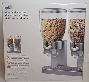 Honey-Can-Do KCH-06124 Double Cereal Dispenser with Portion Control Silver NIB